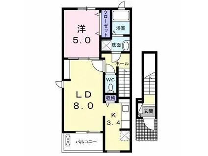 メゾン・ソレイユ(1LDK/2階)の間取り写真