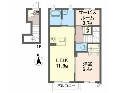 シャーメゾン赤木(1SLDK/2階)の間取り写真