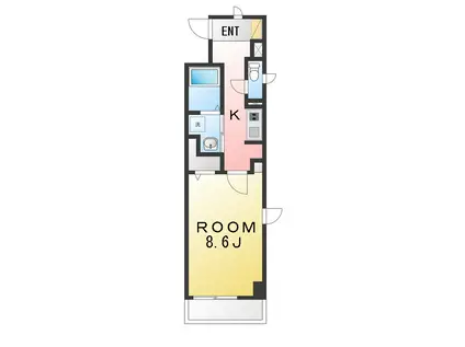 アルカサル中央通(1K/2階)の間取り写真