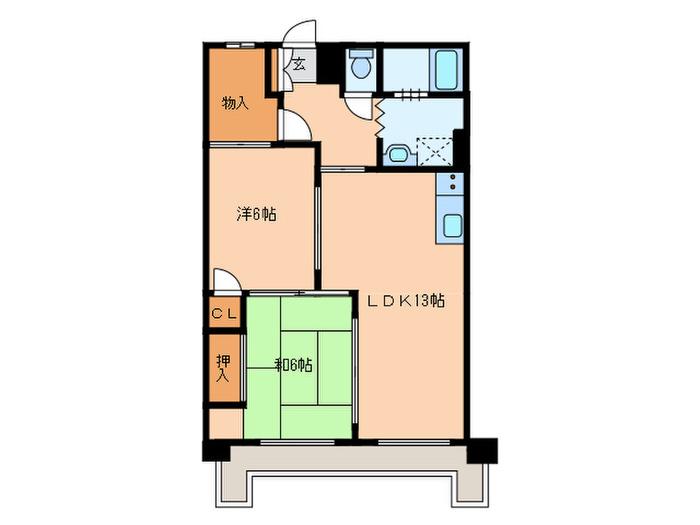 ポーラスタービル5THステージ覚王山(2LDK/3階)の間取り写真