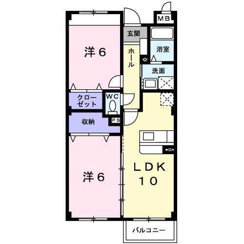 トゥール・シャルマン(2LDK/3階)の間取り写真