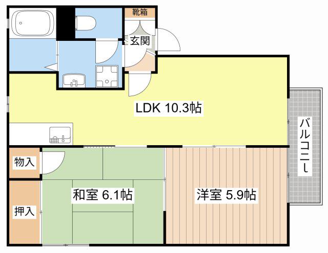 メゾン城町(2LDK/2階)の間取り写真