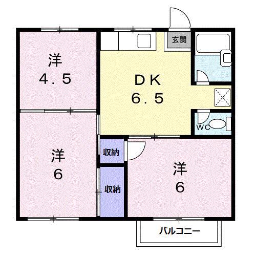 ROOM.三々五々 A(3DK/2階)の間取り写真