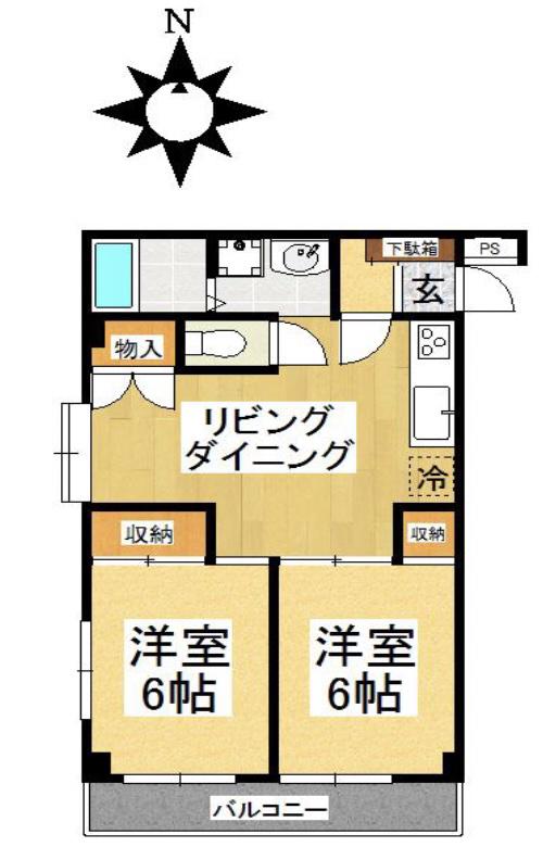Yビル(2LDK/3階)の間取り写真