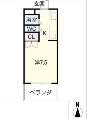 OAK・1(ワンルーム/1階)の間取り写真