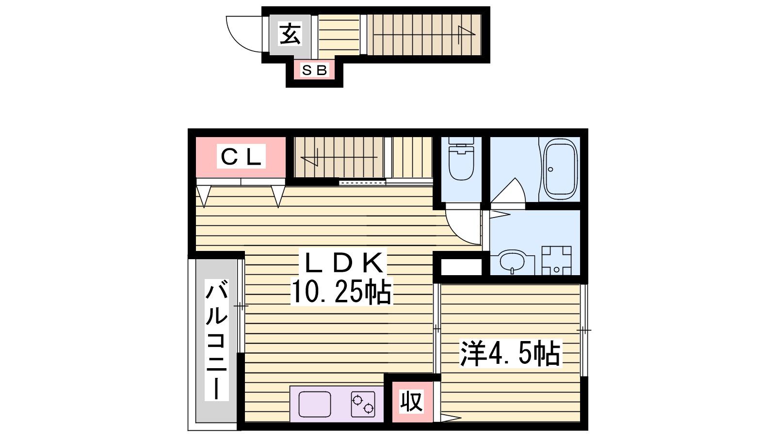 TERMA・MARE茶園場町(1LDK/2階)の間取り写真