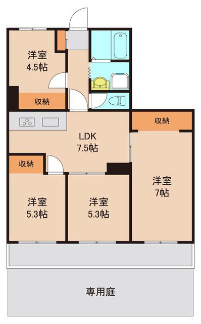 取手リバーサイドマンション(4LDK/1階)の間取り写真