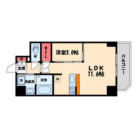 ラ・ピシーヌ南堀江(1LDK/10階)の間取り写真