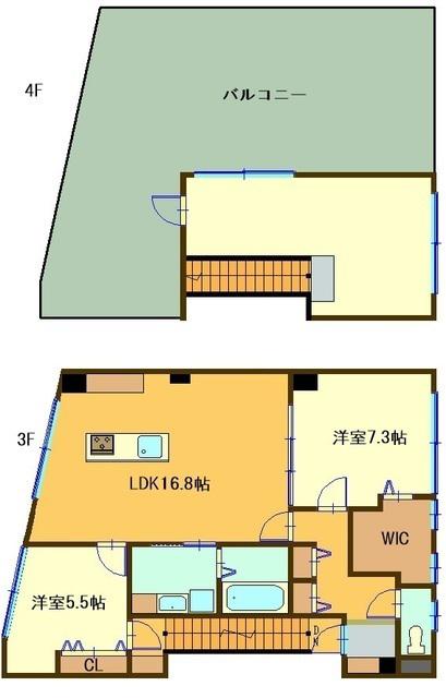 ブルースカイマンション諏訪栄(2LDK/3階)の間取り写真