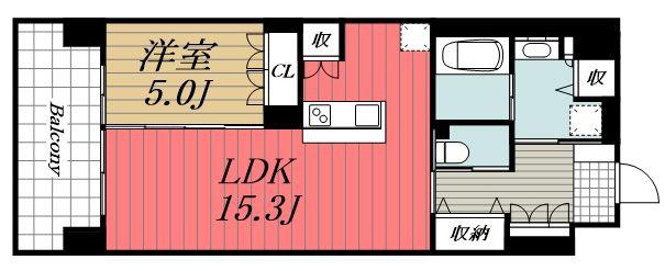 デュオセーヌ千葉ちはら台駅(1LDK/3階)の間取り写真