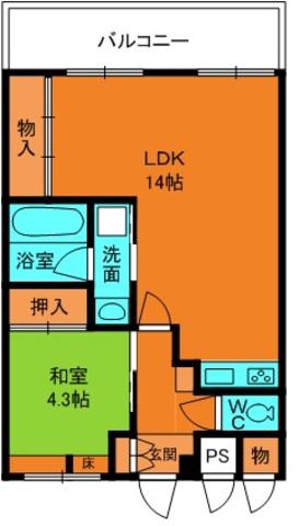 りーべる王寺西館(1LDK/4階)の間取り写真