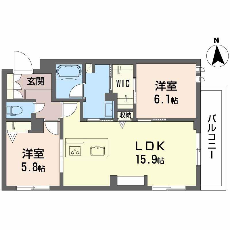 メゾンブランカあびこ南(2LDK/3階)の間取り写真