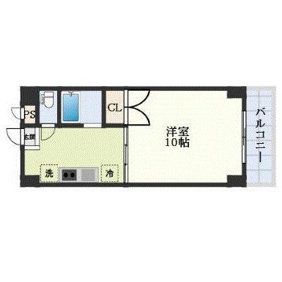 レジデンス春日町(1K/6階)の間取り写真