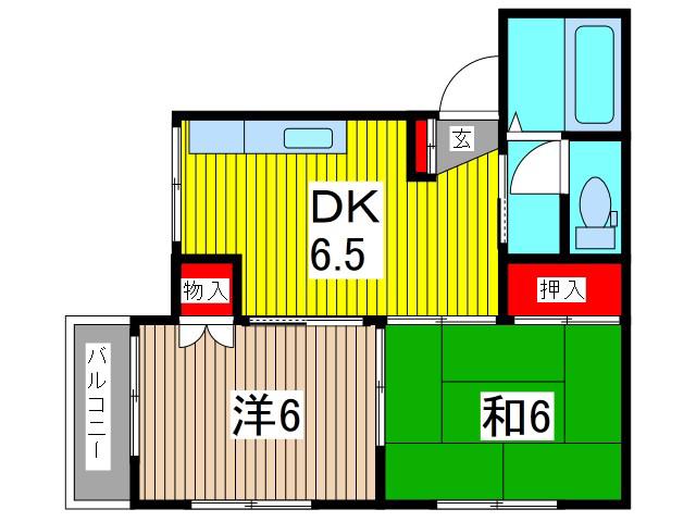 水戸ハイツ(2DK/2階)の間取り写真