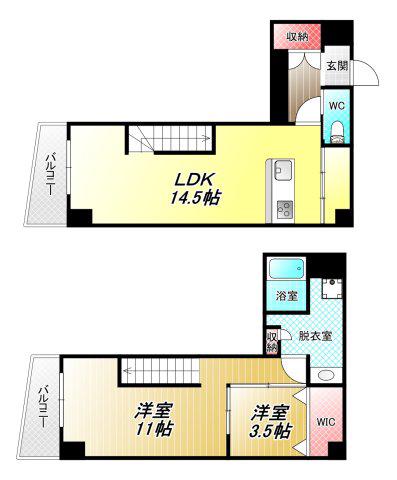 プレミアム長瀬駅前(2LDK/5階)の間取り写真