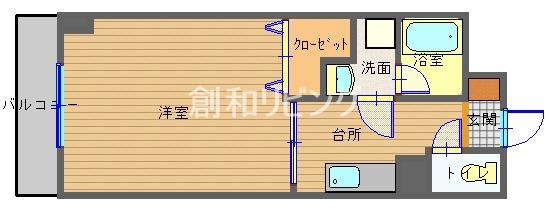 ブランドール大井手(1K/4階)の間取り写真