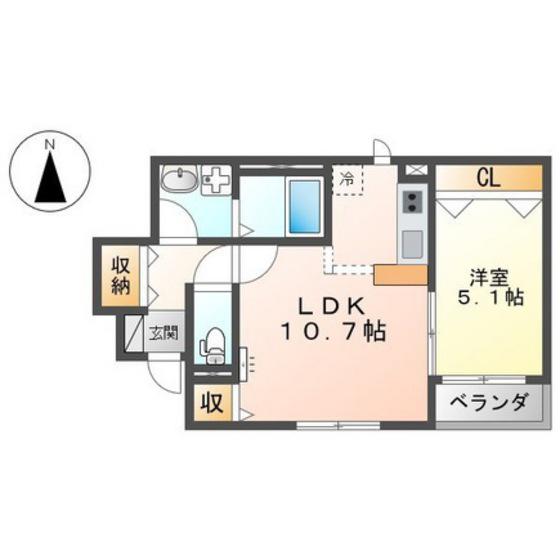 フェリーチェ・コトブキII(1LDK/1階)の間取り写真