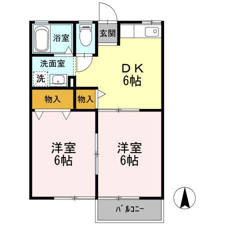 シェリールM・T(2DK/2階)の間取り写真