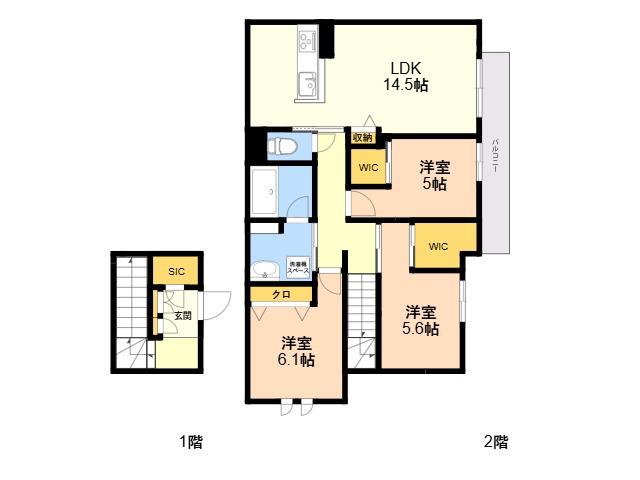 ルミエール曙町(3LDK/2階)の間取り写真