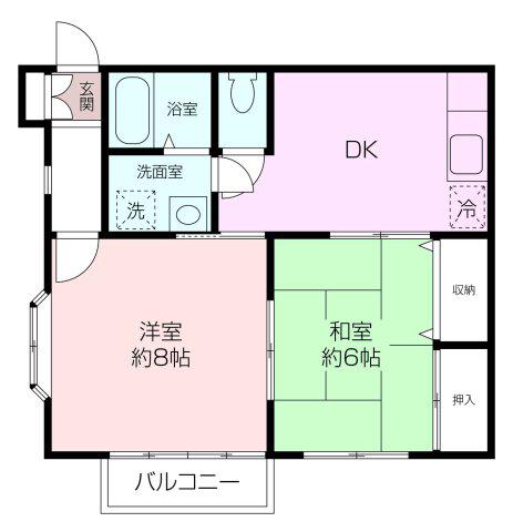 ルックスホームズD棟(2DK/2階)の間取り写真