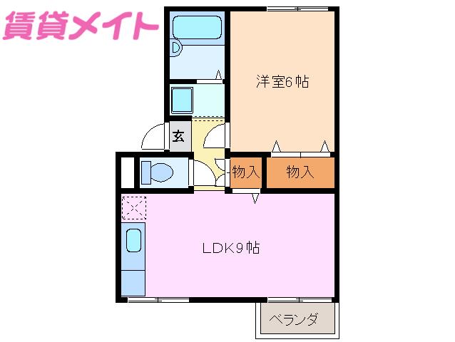 エスポワールあさひ(1LDK/1階)の間取り写真