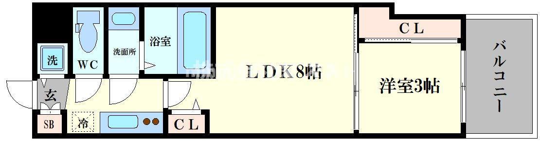 ソルテラス難波NEO(1LDK/12階)の間取り写真