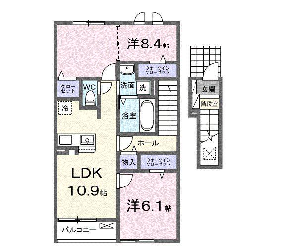 ハイツ大和(2LDK/2階)の間取り写真