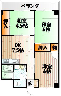 プレアール大田町(3DK/2階)の間取り写真