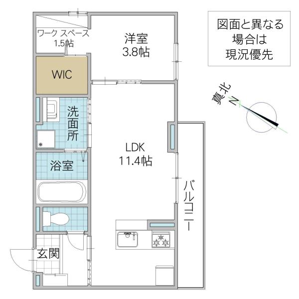 ウエスト・パーク B(1LDK/3階)の間取り写真