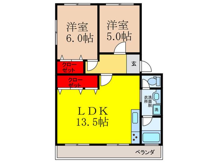 第1マルセレジデンス(3DK/1階)の間取り写真