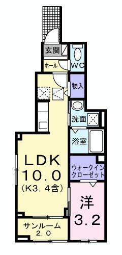 ルシアン(1LDK/1階)の間取り写真