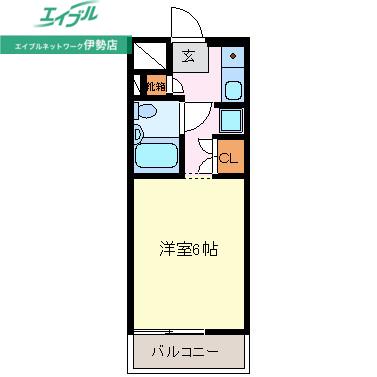 常磐レジデンス(ワンルーム/2階)の間取り写真