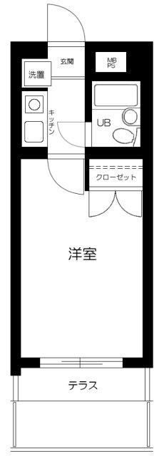 ペガサスマンション富士見ヶ丘(1K/1階)の間取り写真