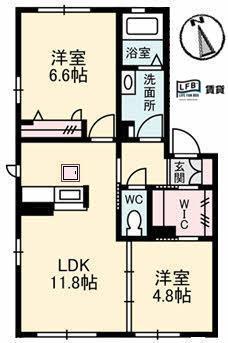 エクセレントB(2LDK/1階)の間取り写真