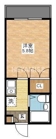 サンロージュ平和町(1K/1階)の間取り写真