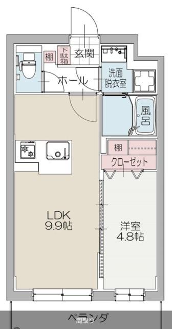 グリーントレジャー(1LDK/1階)の間取り写真