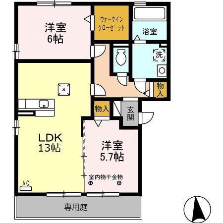 ネクサスⅡ(2LDK/1階)の間取り写真