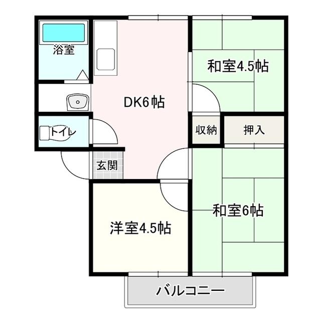 ハイツパークサイド(3DK/1階)の間取り写真
