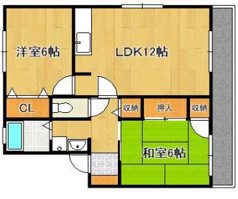 ベガ・堀町C棟(2LDK/2階)の間取り写真