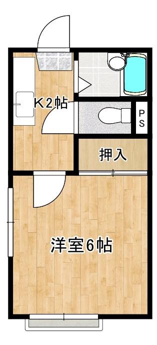 サウスラフォーレ(1K/2階)の間取り写真