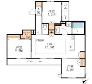 SUN ZEM(3LDK/3階)の間取り写真