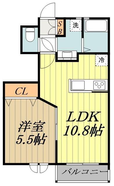 ラフィーネ(1LDK/2階)の間取り写真