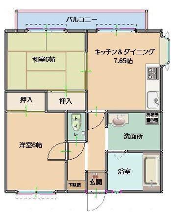 ディオール境川(2DK/1階)の間取り写真