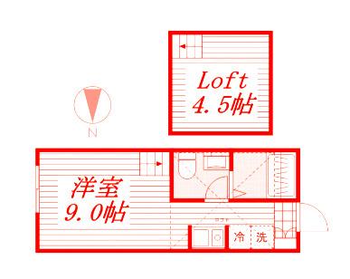 エクリス(ワンルーム/2階)の間取り写真