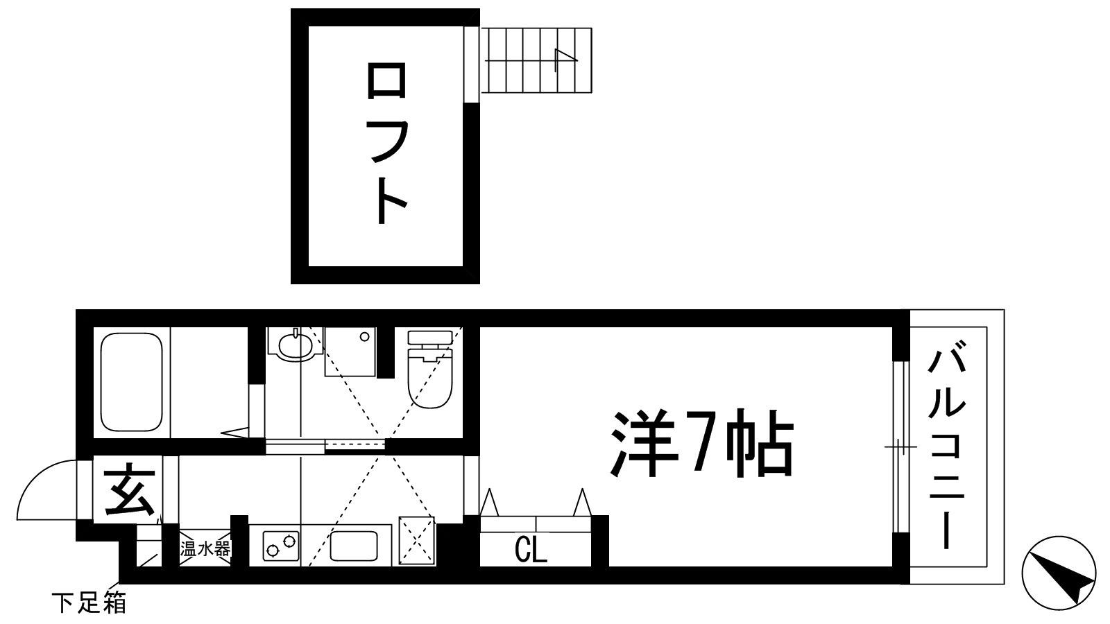 レオパレス清荒神LA1(1K/1階)の間取り写真