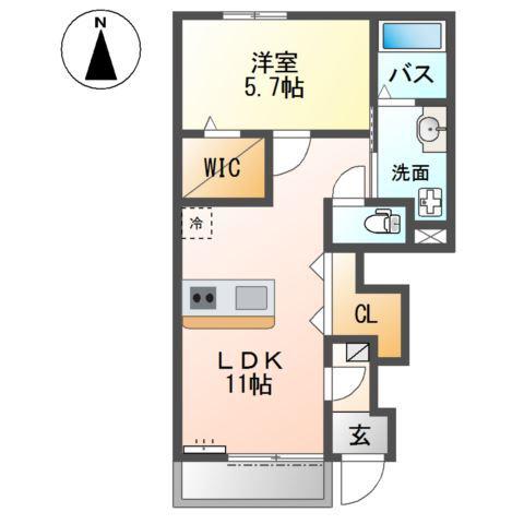 堺市美原区南余部(1LDK/1階)の間取り写真