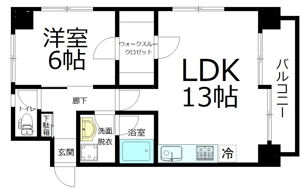 パークヒルズ谷本(1LDK/2階)の間取り写真