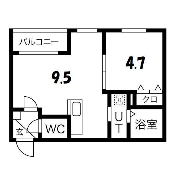 CREDIBLE(1LDK/1階)の間取り写真