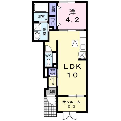 ベルグ千歳(1LDK/1階)の間取り写真