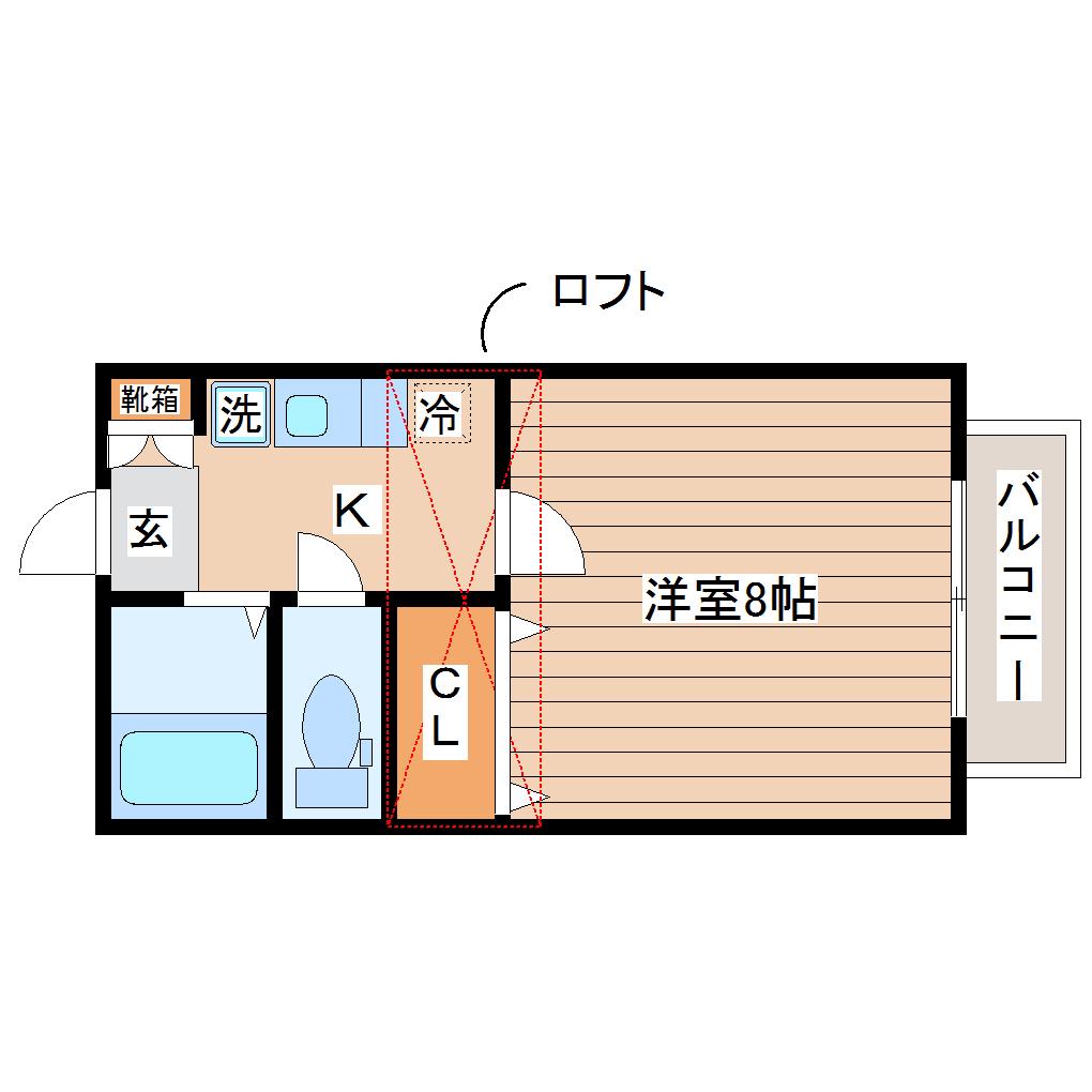 アヴァンセ富沢南五番館(1K/1階)の間取り写真